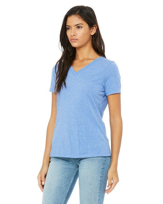 🌸BELLA + CANVAS Ladies' Relaxed Triblend V-Neck T-Shirt The Branded Salon