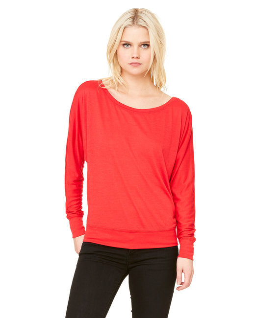 🌸BELLA + CANVAS Ladies' Flowy Long-Sleeve Off Shoulder T-Shirt The Branded Salon