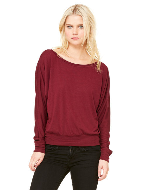 🌸BELLA + CANVAS Ladies' Flowy Long-Sleeve Off Shoulder T-Shirt The Branded Salon