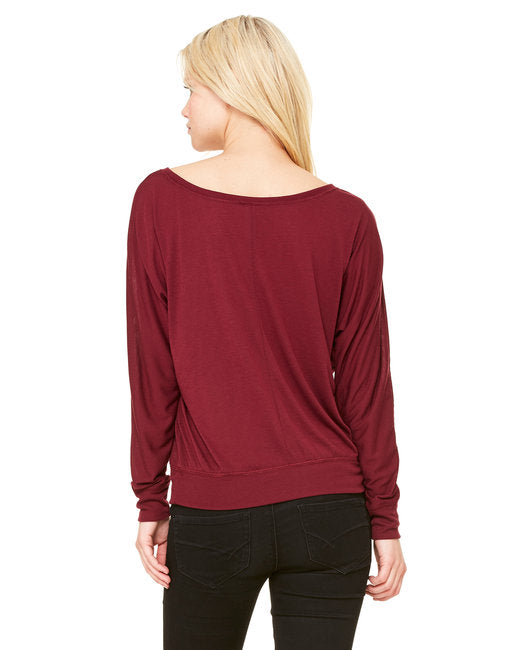 🌸BELLA + CANVAS Ladies' Flowy Long-Sleeve Off Shoulder T-Shirt The Branded Salon