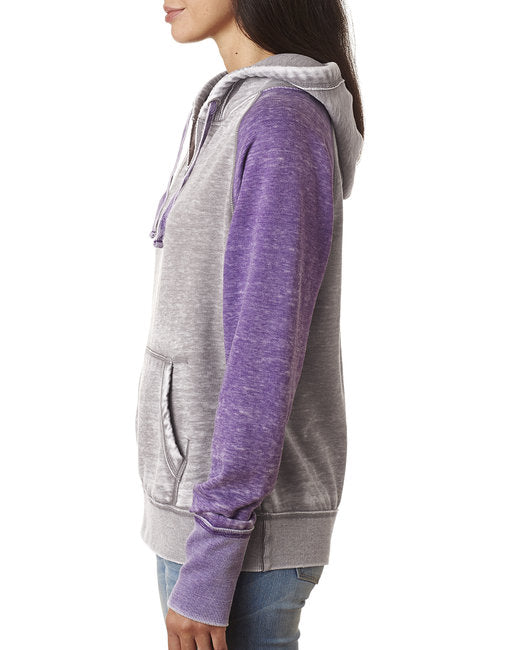 💫J America Ladies' Zen Contrast Pullover Hooded Sweatshirt Effortless Branding
