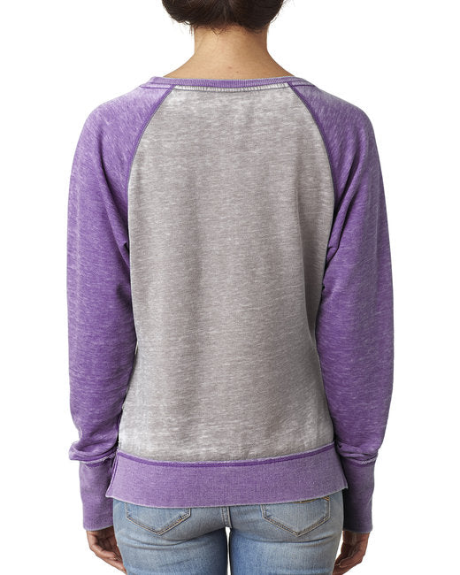 💫J America Ladies' Zen Contrast Crew Effortless Branding