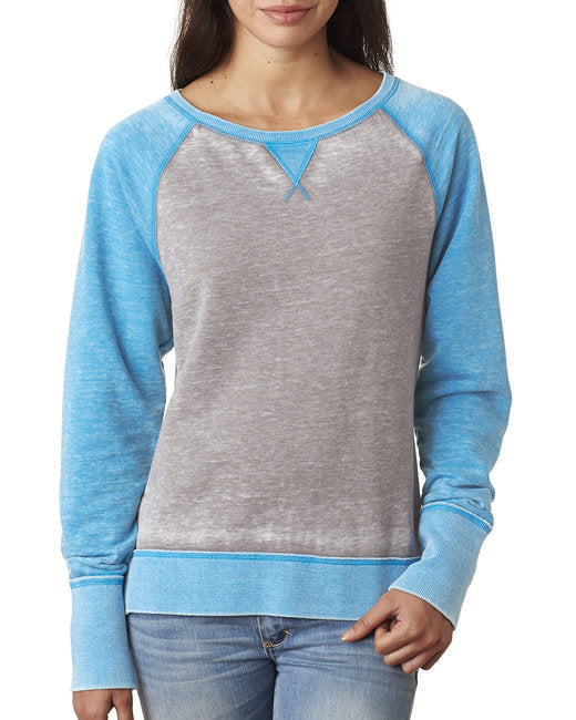 💫J America Ladies' Zen Contrast Crew Effortless Branding