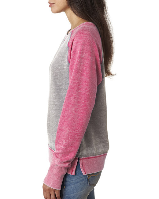 💫J America Ladies' Zen Contrast Crew Effortless Branding
