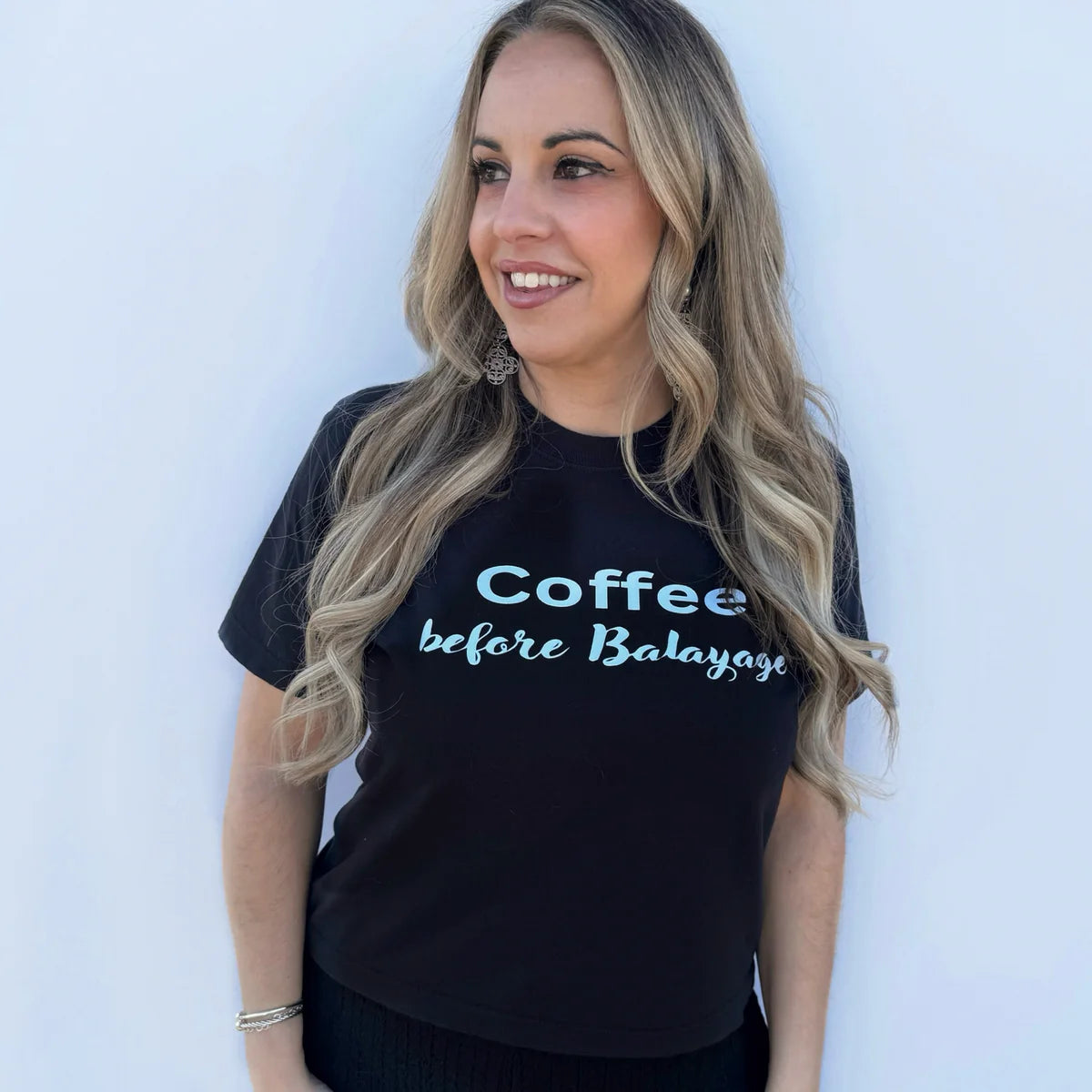 Coffee Before Balayage @sarahzstylz Crop T-Shirt ☕⏰ - Preorder Product Ships week of Jan 27th