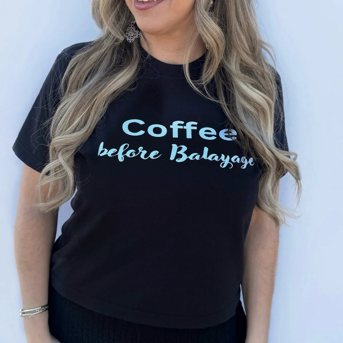 Coffee Before Balayage @sarahzstylz Crop T-Shirt ☕⏰ - Preorder Product Ships week of Jan 27th