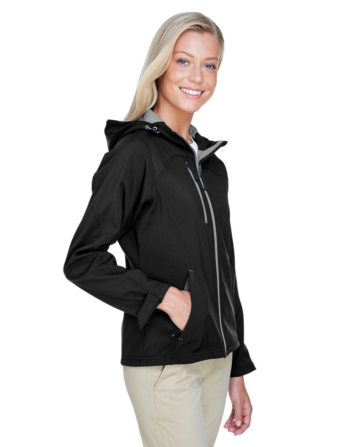 🧭North End Ladies' Prospect Two-Layer Fleece Bonded Soft Shell Hooded Jacket