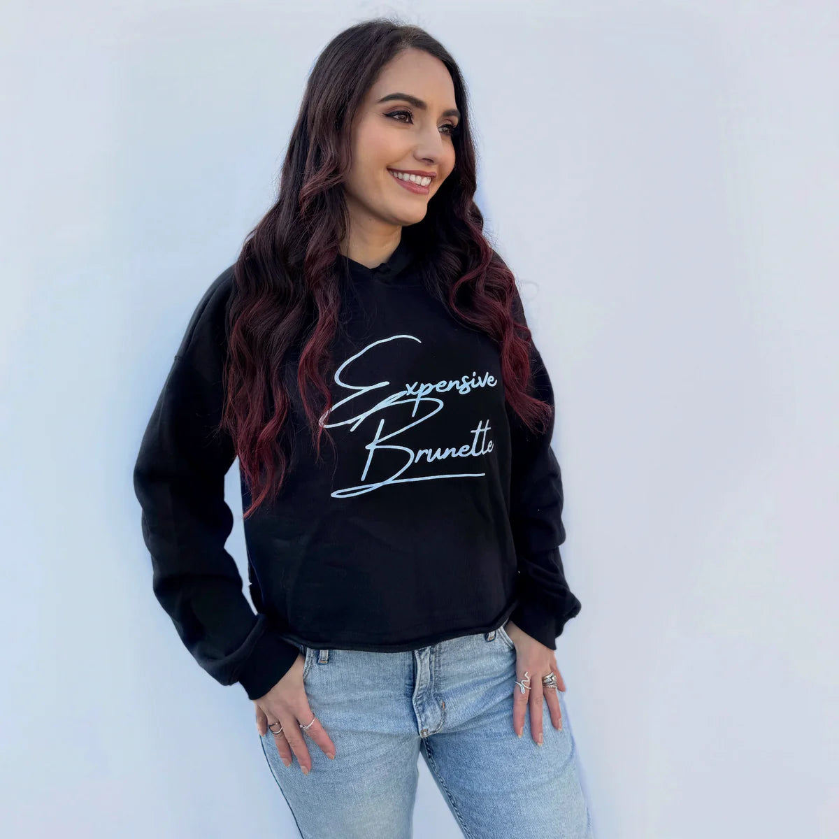 Expensive Brunette $$$ @sarahzstylz Crop hoodie 👑🍸🚁 - Preorder Product Ships week of Jan 27th