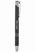 Premium Laserable Anodized Aluminum Pen – Black with Silver Trim (Click Top, Black Ink)