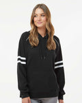 💫J America Ladies' Varsity Pullover Hooded Sweatshirt Effortless Branding