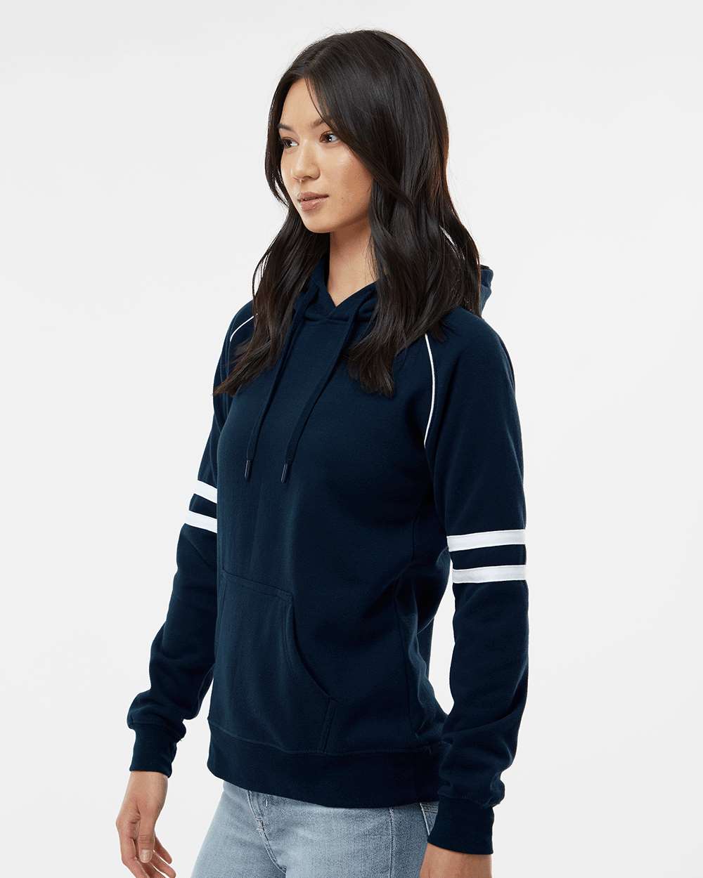 💫J America Ladies' Varsity Pullover Hooded Sweatshirt