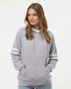 💫J America Ladies' Varsity Pullover Hooded Sweatshirt Effortless Branding