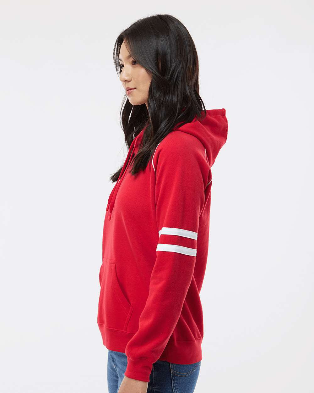 💫J America Ladies' Varsity Pullover Hooded Sweatshirt