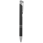 Premium Laserable Anodized Aluminum Pen – Black with Silver Trim (Click Top, Black Ink)