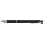 Premium Laserable Anodized Aluminum Pen – Black with Silver Trim (Click Top, Black Ink)
