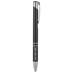 Premium Laserable Anodized Aluminum Pen – Black with Silver Trim (Click Top, Black Ink)