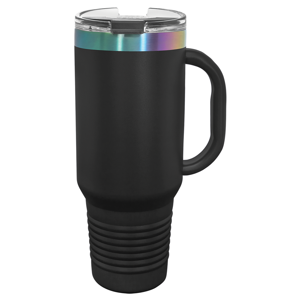 Polar Camel 40oz PRISM Travel Mug with Handle & Straw | Custom Laser Engraved