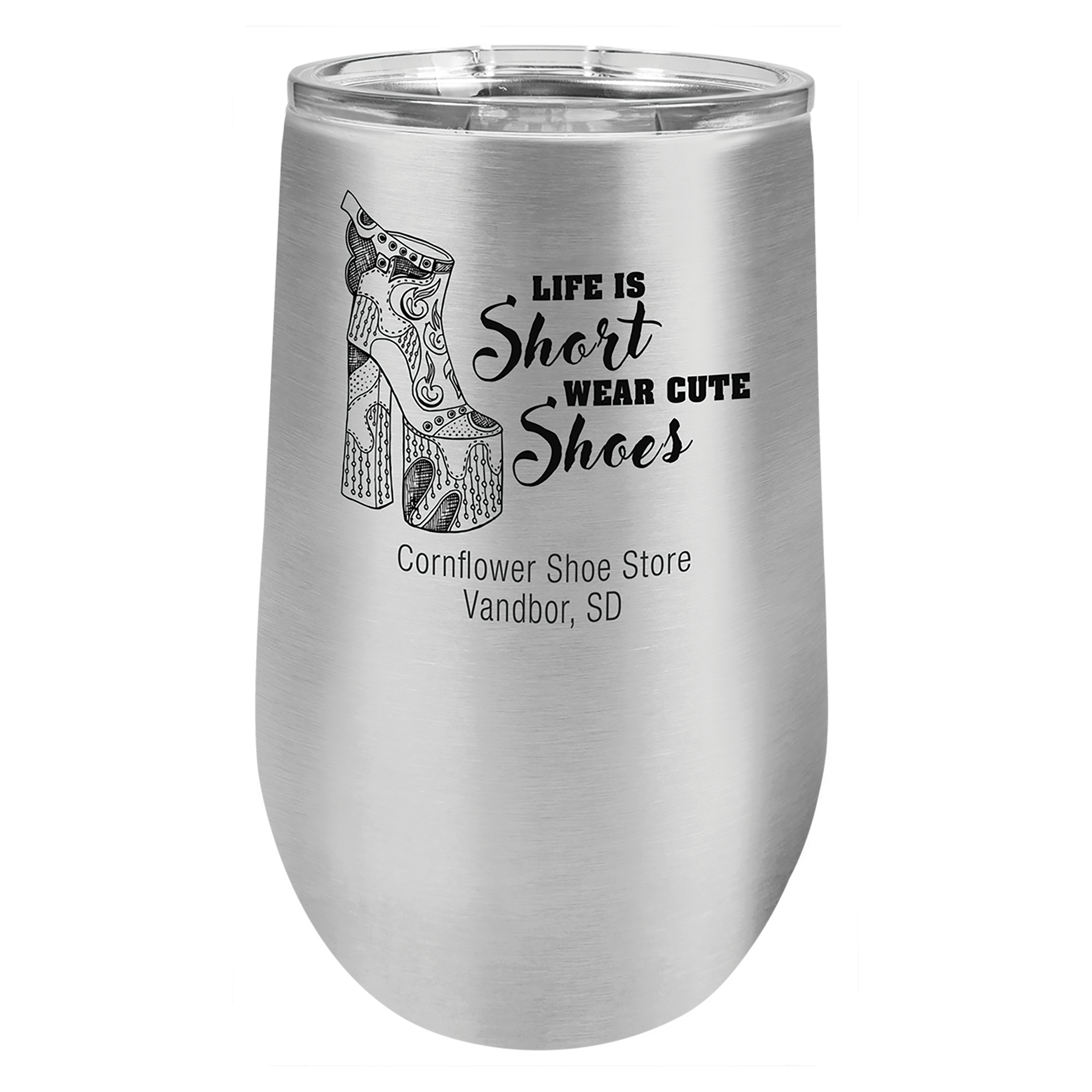 Custom Laser Engraved 16 oz Stemless Wine Glass by Polar Camel