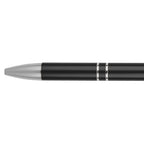 Premium Laserable Anodized Aluminum Pen – Black with Silver Trim (Click Top, Black Ink)