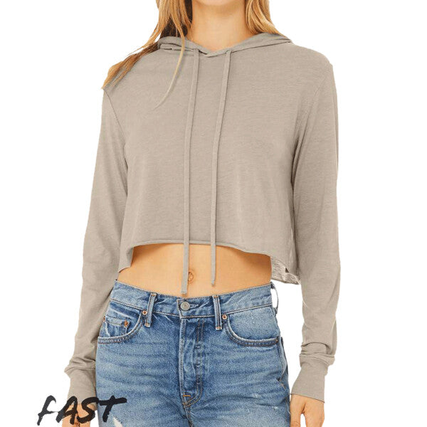 🌸BELLA + CANVAS Ladies' Triblend Crop Long Sleeve Hoodie