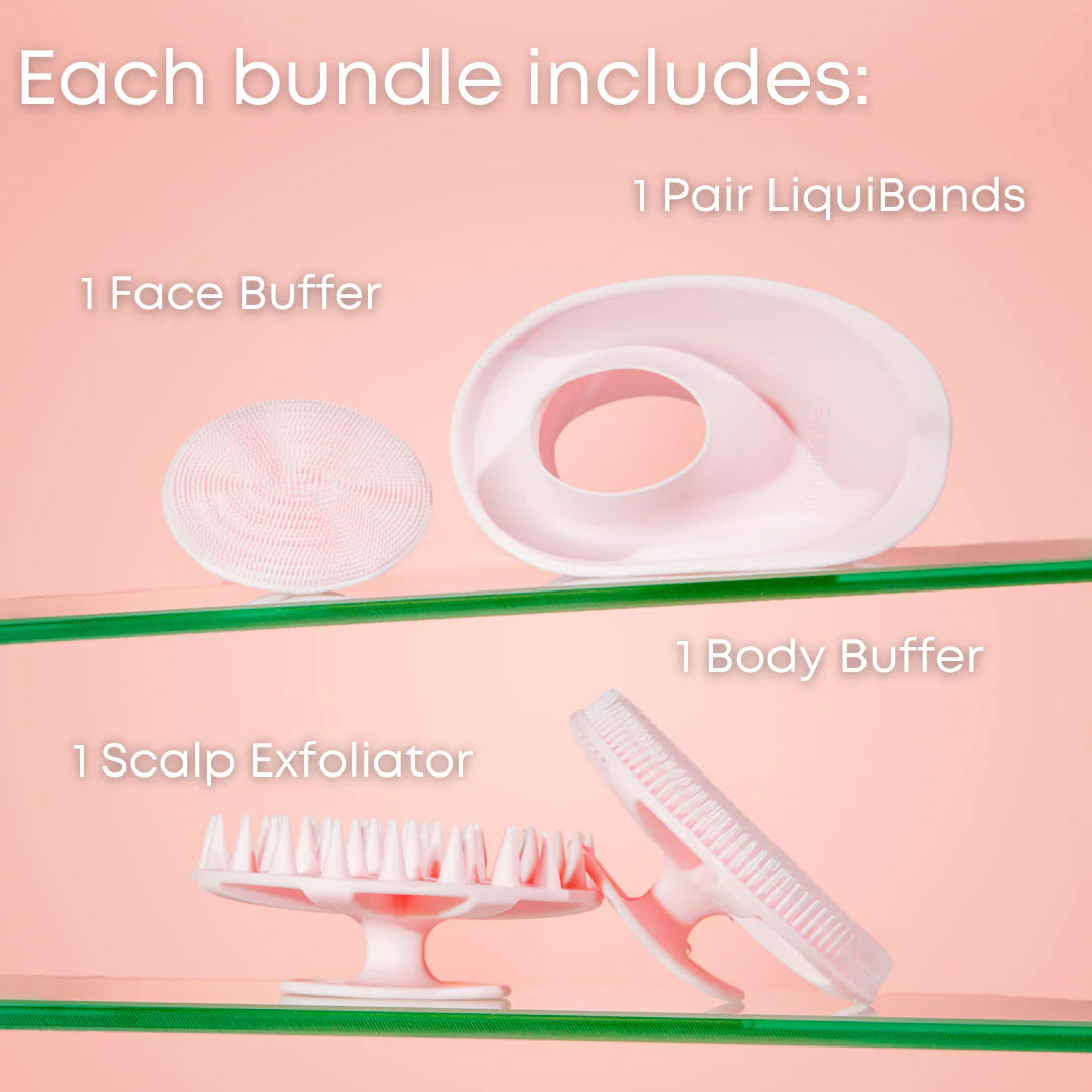 Liquilinks® 4-Piece Silicone Beauty Bundle | Face, Body & Scalp Care Set (Kendra)