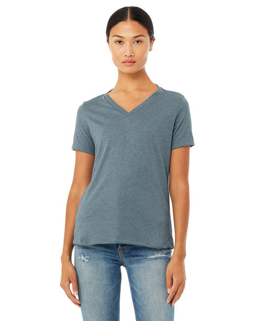 🌸BELLA + CANVAS Ladies' Relaxed Heather CVC Jersey V-Neck T-Shirt