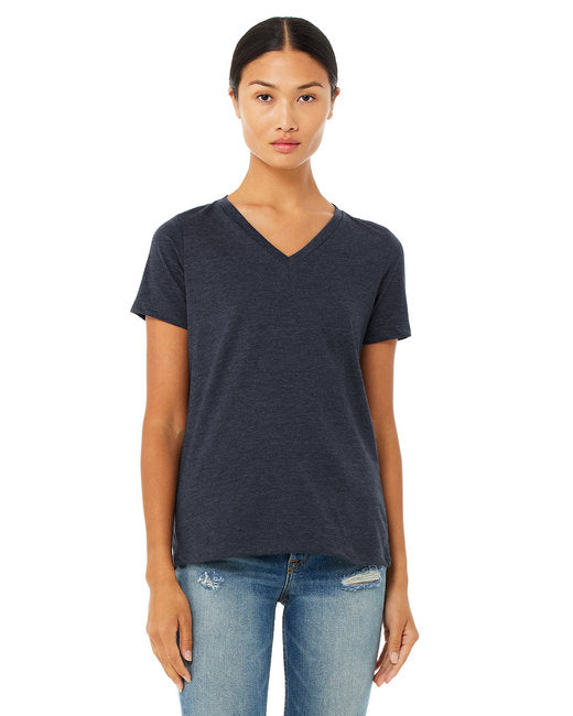 🌸BELLA + CANVAS Ladies' Relaxed Heather CVC Jersey V-Neck T-Shirt