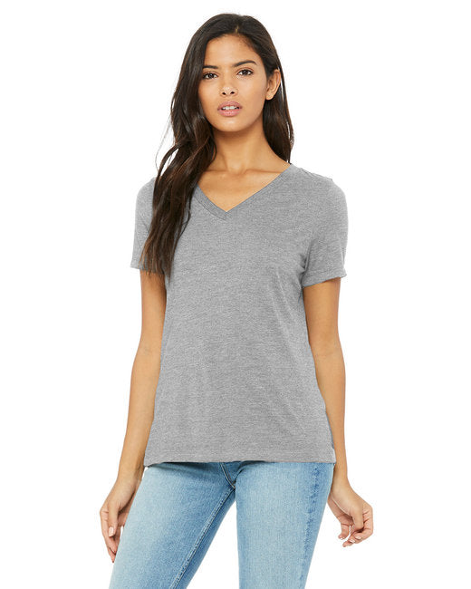 🌸BELLA + CANVAS Ladies' Relaxed Heather CVC Jersey V-Neck T-Shirt