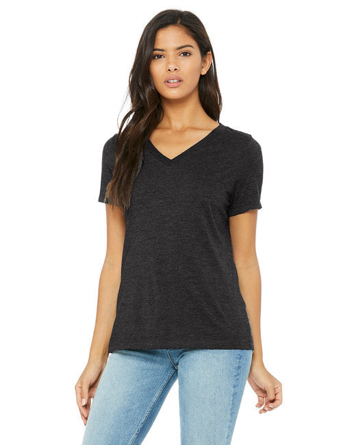 🌸BELLA + CANVAS Ladies' Relaxed Heather CVC Jersey V-Neck T-Shirt