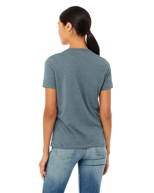 🌸BELLA + CANVAS Ladies' Relaxed Heather CVC Jersey V-Neck T-Shirt