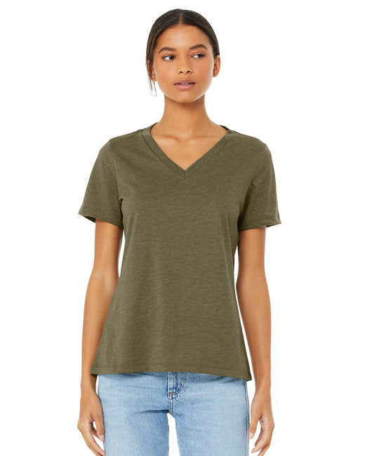 🌸BELLA + CANVAS Ladies' Relaxed Heather CVC Jersey V-Neck T-Shirt