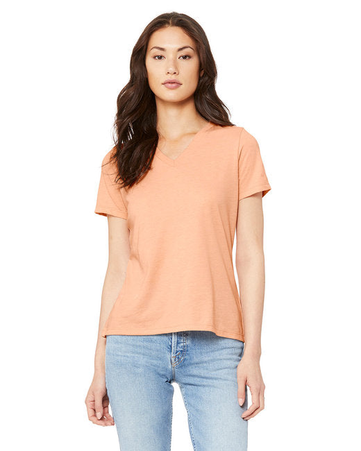 🌸BELLA + CANVAS Ladies' Relaxed Heather CVC Jersey V-Neck T-Shirt