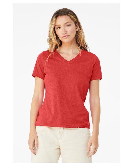 🌸BELLA + CANVAS Ladies' Relaxed Heather CVC Jersey V-Neck T-Shirt