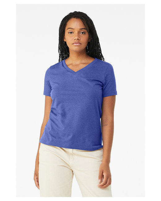 🌸BELLA + CANVAS Ladies' Relaxed Heather CVC Jersey V-Neck T-Shirt