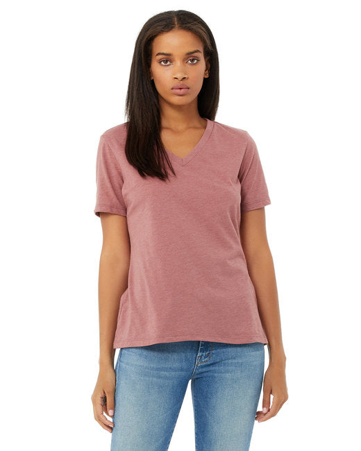 🌸BELLA + CANVAS Ladies' Relaxed Heather CVC Jersey V-Neck T-Shirt