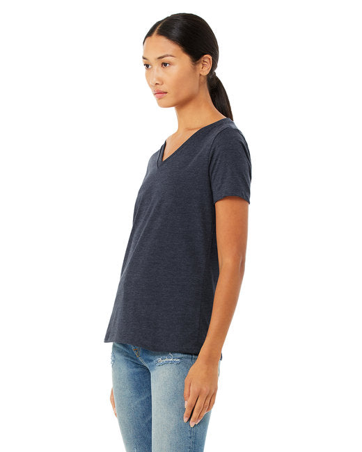 🌸BELLA + CANVAS Ladies' Relaxed Heather CVC Jersey V-Neck T-Shirt