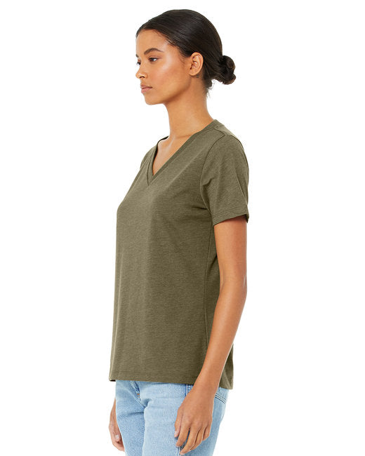 🌸BELLA + CANVAS Ladies' Relaxed Heather CVC Jersey V-Neck T-Shirt