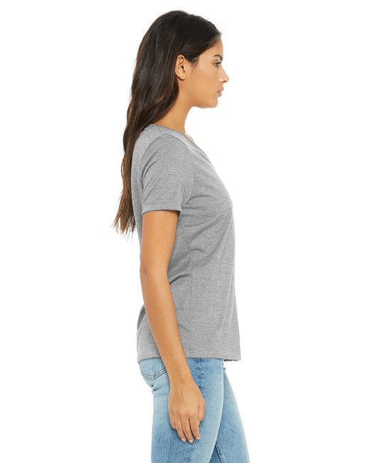 🌸BELLA + CANVAS Ladies' Relaxed Heather CVC Jersey V-Neck T-Shirt