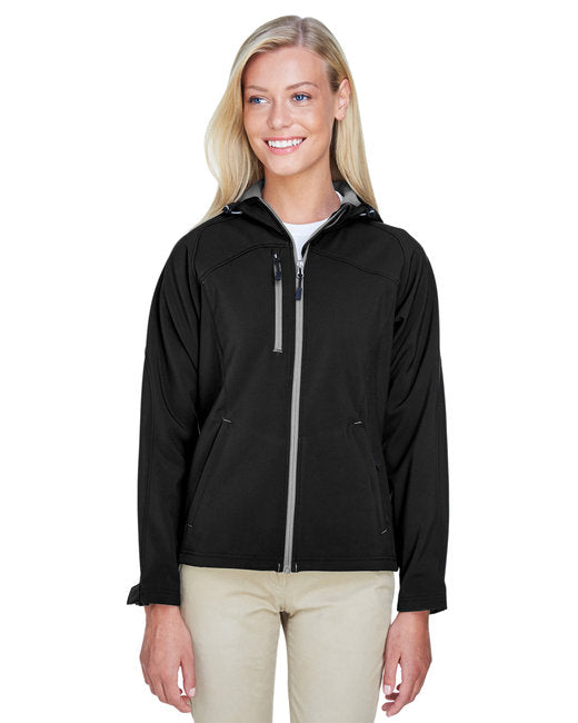 🧭North End Ladies' Prospect Two-Layer Fleece Bonded Soft Shell Hooded Jacket