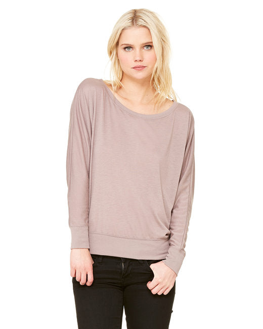 🌸BELLA + CANVAS Ladies' Flowy Long-Sleeve Off Shoulder T-Shirt The Branded Salon