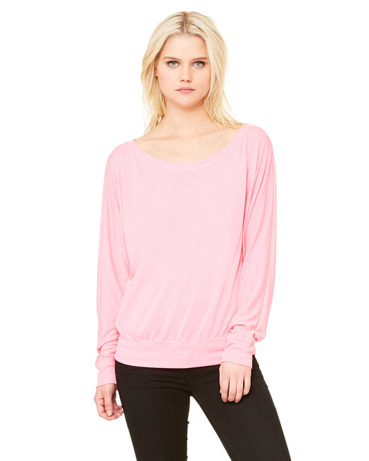 🌸BELLA + CANVAS Ladies' Flowy Long-Sleeve Off Shoulder T-Shirt The Branded Salon