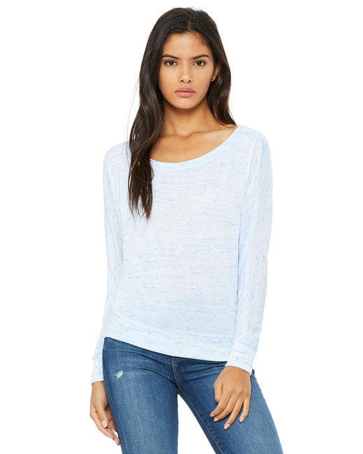 🌸BELLA + CANVAS Ladies' Flowy Long-Sleeve Off Shoulder T-Shirt The Branded Salon