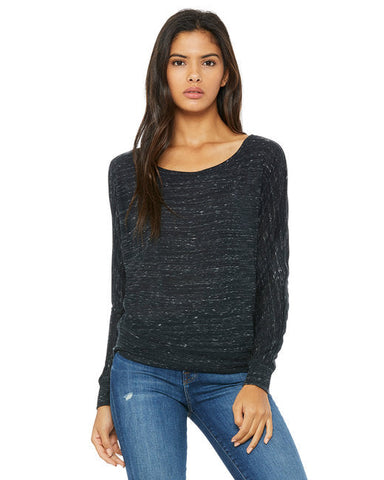 🌸BELLA + CANVAS Ladies' Flowy Long-Sleeve Off Shoulder T-Shirt