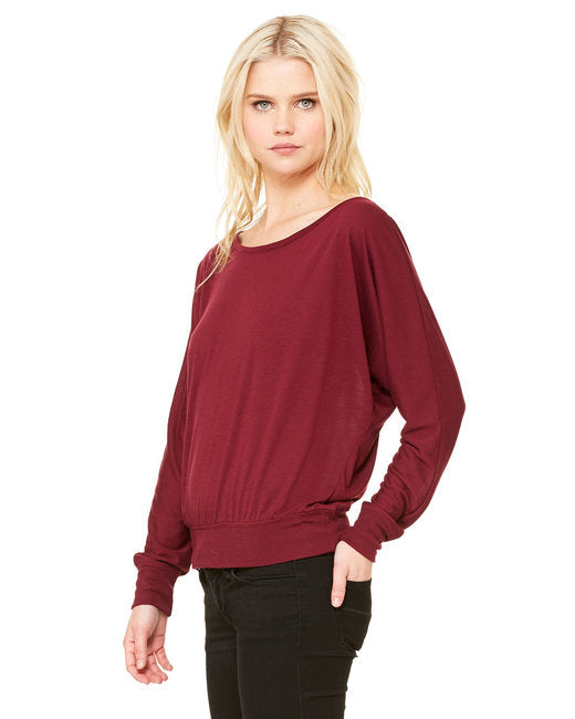 🌸BELLA + CANVAS Ladies' Flowy Long-Sleeve Off Shoulder T-Shirt