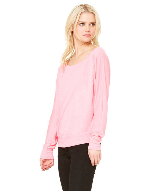 🌸BELLA + CANVAS Ladies' Flowy Long-Sleeve Off Shoulder T-Shirt The Branded Salon