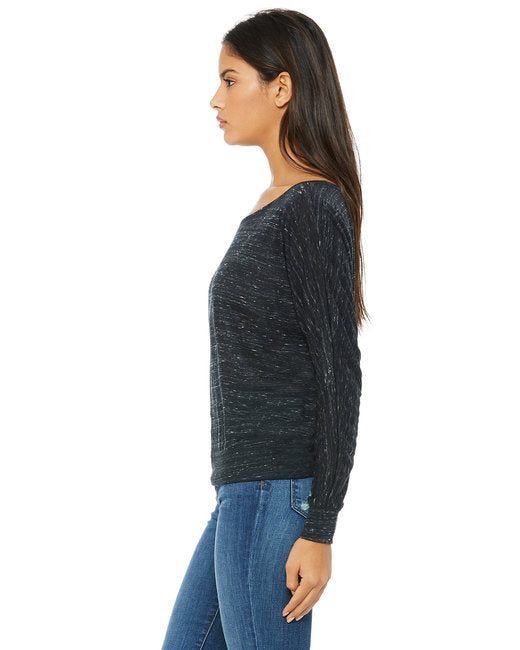 🌸BELLA + CANVAS Ladies' Flowy Long-Sleeve Off Shoulder T-Shirt The Branded Salon