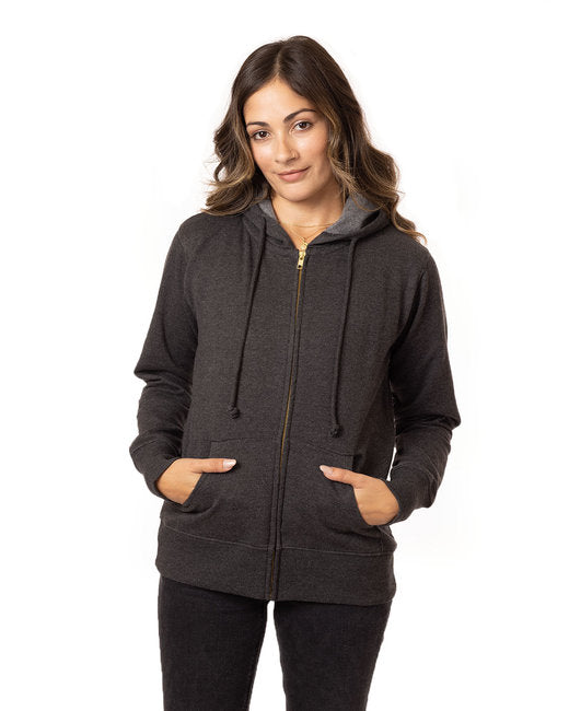 🌎Econscious Ladies' Heathered Full-Zip Hooded Sweatshirt
