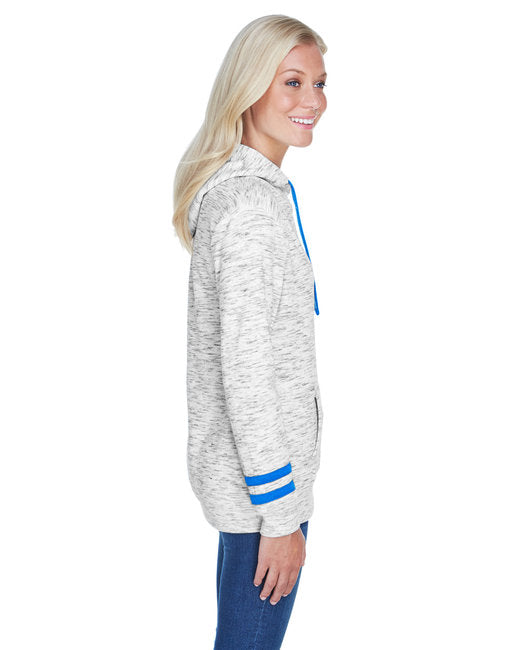 💫J America Ladies' Melange Scuba Neck Sweatshirt