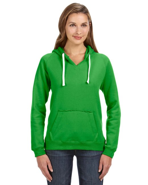 💫J America Ladies' Sydney Brushed V-Neck Hooded Sweatshirt