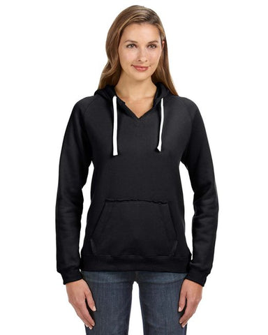 💫J America Ladies' Sydney Brushed V-Neck Hooded Sweatshirt